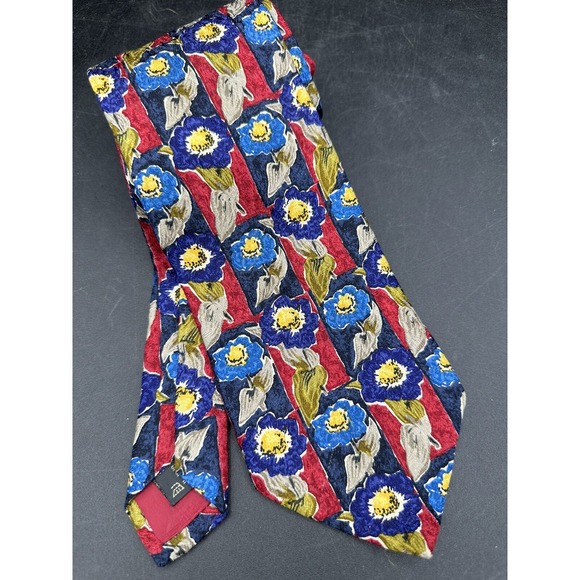 Ermenegildo Zegna Other - Y2K Vintage Ermenegildo Zegna Tie Red Blue Bold Floral Abstract 100%‎ Silk